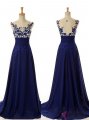 Simple Dress 2015 Hot Prom Dresses, Long Royal Blue Applique Chiffon Prom Dresses, Evening Dresses CHPD-7101