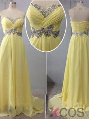 Simple Dress Elegant A-line Sequined Sweetheart Long Chiffon Prom Dresses/Evening Dresses CHPD-7157