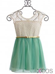 2015 Hot-selling A-line Scoop Neck Chiffon Mini Homecoming Dress With Gold Belt CHHD-7233