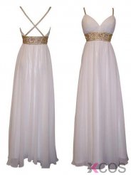 Simple Dress Elegant Sweetheart Spaghetti Long Chiffon Prom Dresses/Evening Dresses CHPD-7205