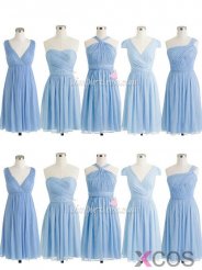 Simple-dress Short A-line Light Blue Chiffon Bridesmaid Dresses/Mismatch Bridesmaid Dresses CHHD-70746