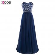 2017 Scoop Beads Bodice Chffion A Line Long Evening Dress Party Elegant Vestido De Festa Fast Shipping Royal Blue Prom Gowns