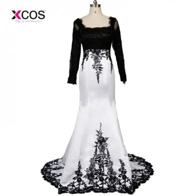 2018 New Sexy Mermaid Prom Dress Boat Neck Appliques Long Sleeves Floor Length Formal Party Evening Gowns Prom Dresses