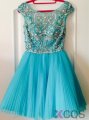 Simple-dress Elegant Beading Scoop Capped Short Tulle Homecoming Dresses/Party Dresses TUPD-7399