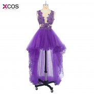 Hi Low Crystal Beaded Prom Dress Tulle Short Gront Long Back Formal Party Scoop Homecoming Ball Gown Vestido de Festa