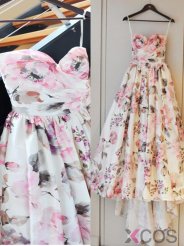 Gorgeous Sweetheart Flowers Print Ruffles Bridal Gown/ Wedding Dress