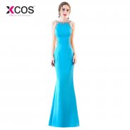 XCOS Brilliant Blue Sexy Prom Gown Red Burgundy Long Mermaid Evenin Dress Party Dresses Backless vestidos de graduacion