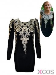 Simple-dress Scoop Sheath Black Dress with Gold Embroidery Short Homecoming Dresses/Party Dresses/Evening dresses/Cocktail Dresses CHPD-7390