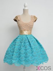 1950s Vintage Prom Dress Ballgowns Scoop Cap Sleeves with Sequins