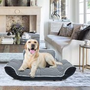 Vipride Stark Pet Bed with Exclusive Pet-Friendly Adjustable Armrests and Plush Base, PU+PVC Leather Dog Sofa