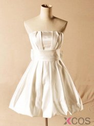 Cute A-Line Strapless Short Ivory Bridesmaid Dress with Bowknot