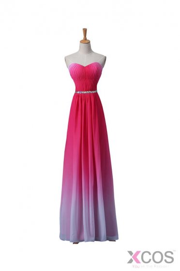 Gradient Ombre Chiffon Long Beaded Prom\Evening Dresses ED0669