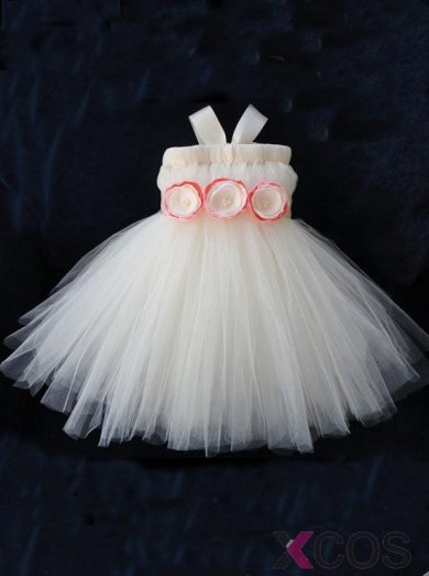 Simple-dress 2015 Lovely Ball Gown Zipper-up Tulle Short Flower Girl Dress TUFGD-8117