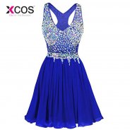 Shining Crystal Homecoming Dresses 2018 Halter With Luxury Crystal Beaded Puffy Sexy Short Prom Party Gowns In Stock