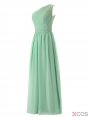 Simple A-line Chiffon Ruffles-Mint Long Bridesmaid Dress