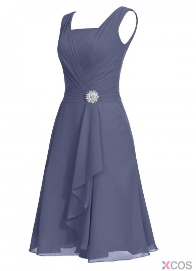 Simple A-line Strapless Short Chiffon Grey Prom/Party Dress With Beading