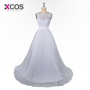 2017 New Lace O-Neck Lace Tulle Boho Chick Wedding Dresses Summer Beach Bridal Gown Bohemian Wedding Gowns robe de mariage