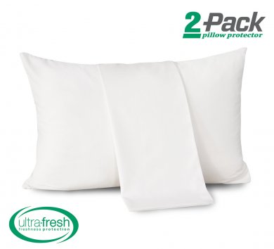 AKK Pure Cotton Pillow Protectors 2 Pack Fully Zippered Pillow Encasement Covers, Bed Bugs Barrier, Waterproof Breathable Stains-Resistant King(20"x36")