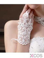 Lace Rhinestone Fingerless Gloves for Wedding Party