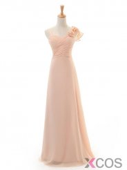 Simple Dress Elegant Long Handmade Flowers Chiffon Bridesmaid Dresses/Wedding Party Dresses CHPD-7224