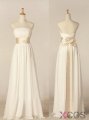 2015 Elegant A-line Strapless Floor Length Ribbon Chiffon Bridesmaid Dress CHBD-7241