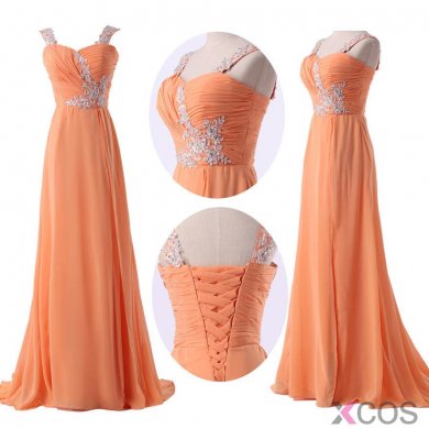 Simple Dress Elegant Sparkle Sweetheart Long Chiffon Prom Dresses/Evening Dresses CHPD-7204