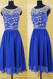 Cap Sleeves Royal Blue Chiffon Homecoming Dresses Prom ED0681