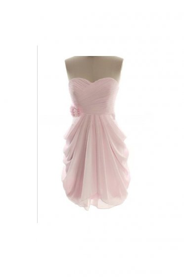 Short Simple Cheap Chiffon Pink Sweetheart Bridesmaid Dresses OK18