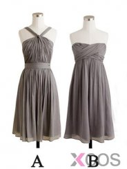 New Arrival Simple Grey Short A Line Chiffon Bridesmaid Dress CHBD-80046