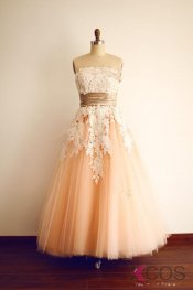 Strapless Lace Open Back Modest Prom Party Dresses ED0967