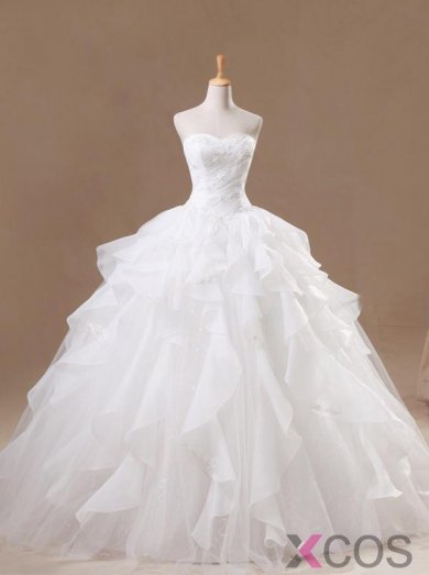 Latest Ball Gown Sweetheart Floor-length Organza Wedding Dresses ORDT50078