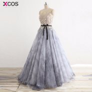 Elegant Floral Chiffon Long Evening Dress 2018 Sleeveless Lace Flower Lace Prom Formal Gown Robe De Soiree