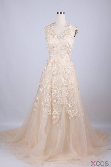 Simple Dress New-arrival Wedding Dresses for 2015, Long Tulle Applique Wedding Dresses TUWD-7065