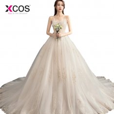 XCOS Spaghetti Strap Lace Beach Wedding Dresses 2018 Vestido Noiva Praia Simple Tulle Casamento Sashes Bridal Gown Custom Made