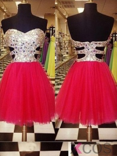 Simple Dress Hot-selling A-line Gems Sweetheart Short 2015 Prom Dresses/Homecoming Dresses TUPD-7178