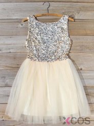 2015 Hot-selling A-line Scoop Sleeveless Mini Tulle Beading Homecoming Dress TUHD-7243