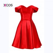 Vestido de noche Short Cocktail Dresses Off the Shoulder Pleated Evening Party Dress V Neck Graduation Gowns vestidos coctel