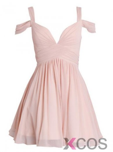 Elegant A-line Sweetheart Ruched Short Chiffon Bridesmaid Dress CHHD-7247