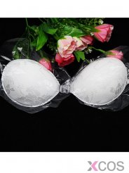 White Lace Silicone Strapless Backless Push-up Bra