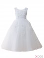 Cute White Tull Flower Girl Ball Gown With Sequins