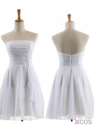 Hot Sale A-line Strapless Knee-Length Chiffon Bridesmaid Dresses CHDT100098