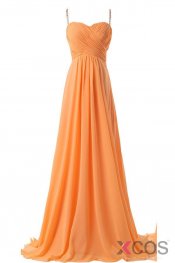 Spaghetti Straps Simple Modest Orange Backless Cheap Prom Dresses For Teens OK32