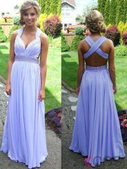 Simple Dress Popular Cheap A-line Lavender Sweetheart Beading Empire Cross-back Long Chiffon Prom Dresses/Evening Dresses CHPD-7020