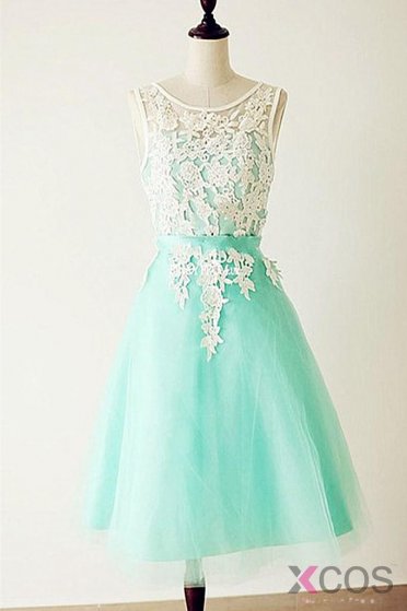 Emerald Lace Cap Sleeves Backless Homecoming Cocktail Dresses ED0678