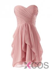 Best-selling Sweetheart A-line Short Ruffle Blush Pink Bridesmaid Dresses CHBD-7221