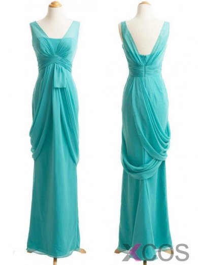 Simple-dress Elegant Long Ruched Chiffon Bridesmaid Dresses/Wedding Party Dresses CHBD-70804