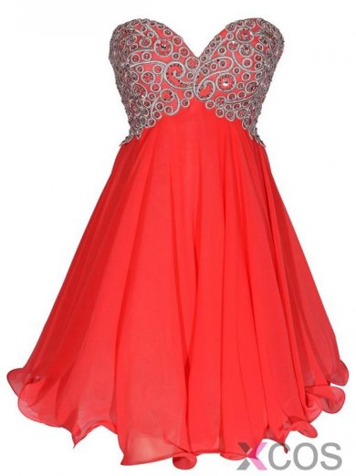 2015 Sexy A-line Sweetheart Mini Chiffon Beading Homecoming Dress CHHD-7288