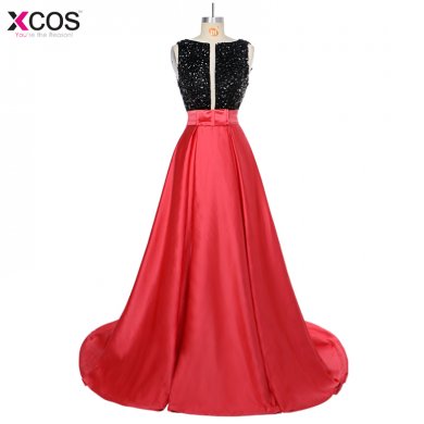 Pakistan Robe de soiree Sexy Beaded Backless Pockets Women Party Events Gown Red Black Arabic Long Evening Dress 2018