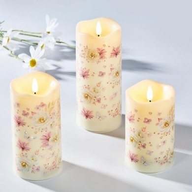 Forsure Daisy Butterfly Battery LED Candles Set of 3