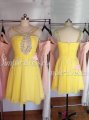 Simple-dress A-line Key-hole Short Yellow Chiffon 2015 Homecoming Dresses/Party Dresses CHHD-70752